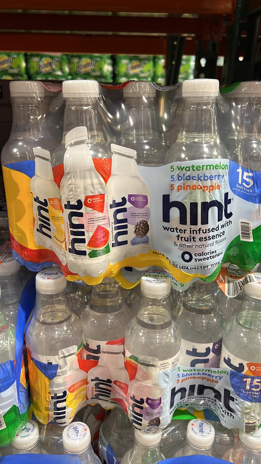 Hint flavored water bottles